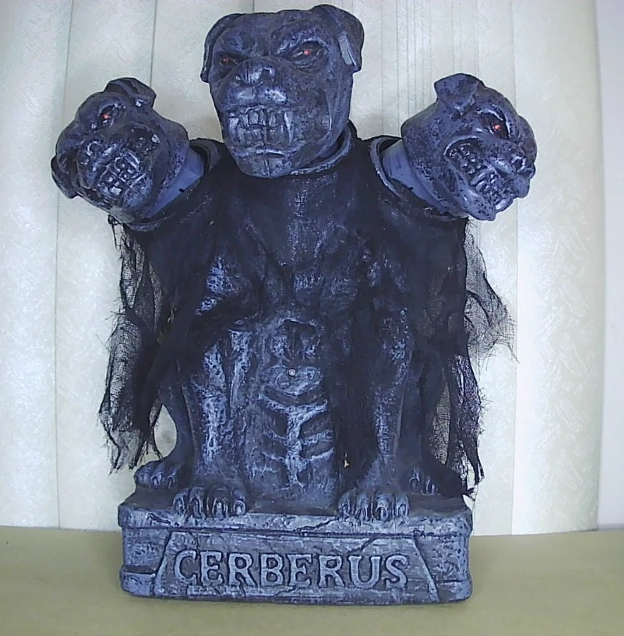 TEKKY Cerberus Animated Cerberus Lights Up w/ Sound Scary 15" Halloween Prop HTF