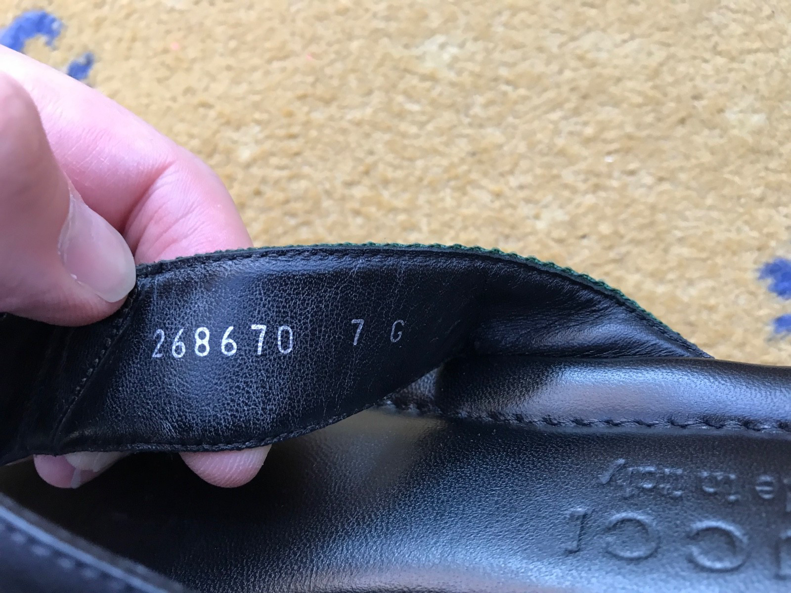 Gucci Sandals Leather Shoes Thong Monogram GG Black Web Green Mens UK 7 US 8 41 thumbnail 5