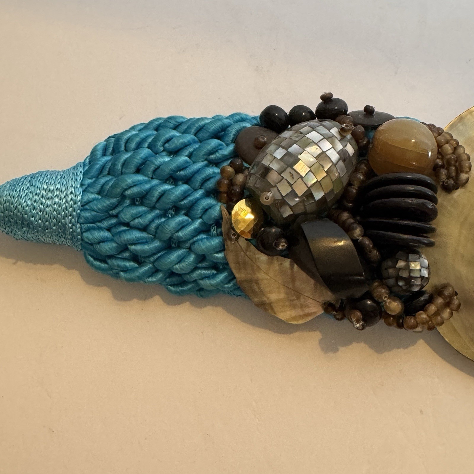 Twisted Blue Cord Statement Shell Beaded Women’s … - image 16