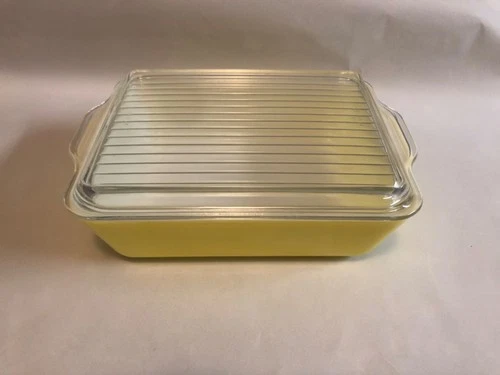 Vintage Pyrex Yellow #0503 Refrigerator Dish- 1.5 Quart w/Ribbed Lid #503-C