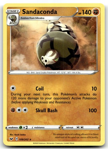 Sandaconda (109) 109/202 SWSH01: Sword & Shield Base Set Rare Pokemon TCG NM