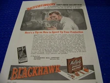 1942 BLACKHAWK TOOLS "BUTTERFINGERS THEY CALLED HIM" 1-PAGE SALES AD..(690QQ)