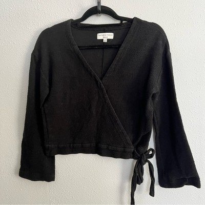 Madewell Texture & Thread Long Bell Sleeve Wrap Cropped Blouse Women's sz S