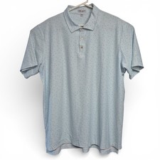 Peter Millar Summer Comfort Mens XXL Light Blue Geometric Print SS Polo Shirt