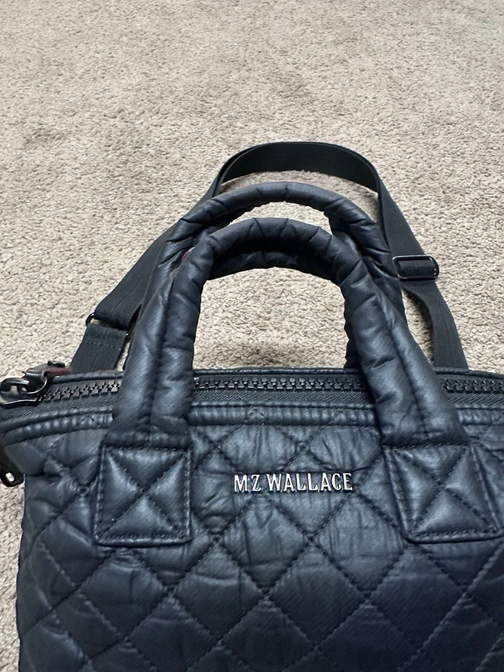 MZ Wallace Micro Sutton Deluxe Black Bag Satchel Tote Zip Top Handbag - W/ Strap - Image 3 of 4