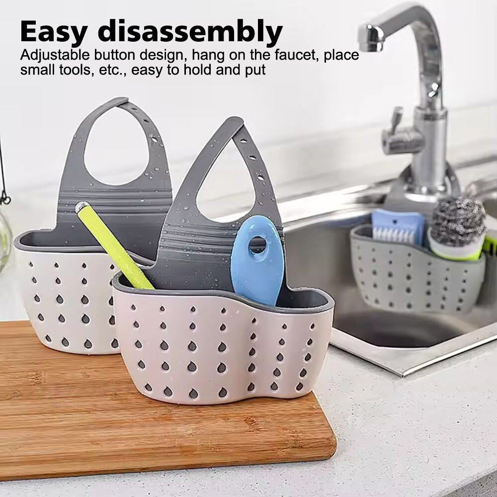 Adjustable Snap-On Sink Sponge Holder & Drain Basket for Kitchen Organization  -image