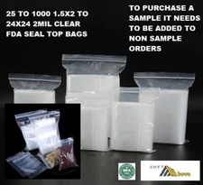 Clear Zipper Zip-Seal-Top-Lock Reclosable Plastic Poly Jewerly Bags 2-Mil