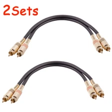 4Pcs 1FT Gold-Plated 2-RCA Male to 2-RCA Male Stereo Audio Patch Cables USA