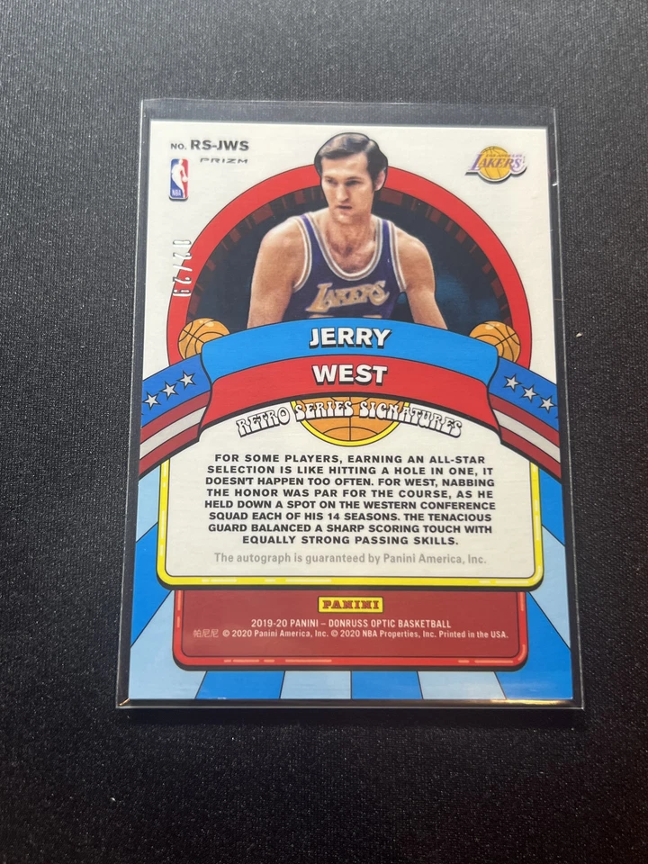 2019-20 Donruss Optic Jerry West /29 FOTL 复古系列紫色明星湖人队签名 — 第 2/2 张图片