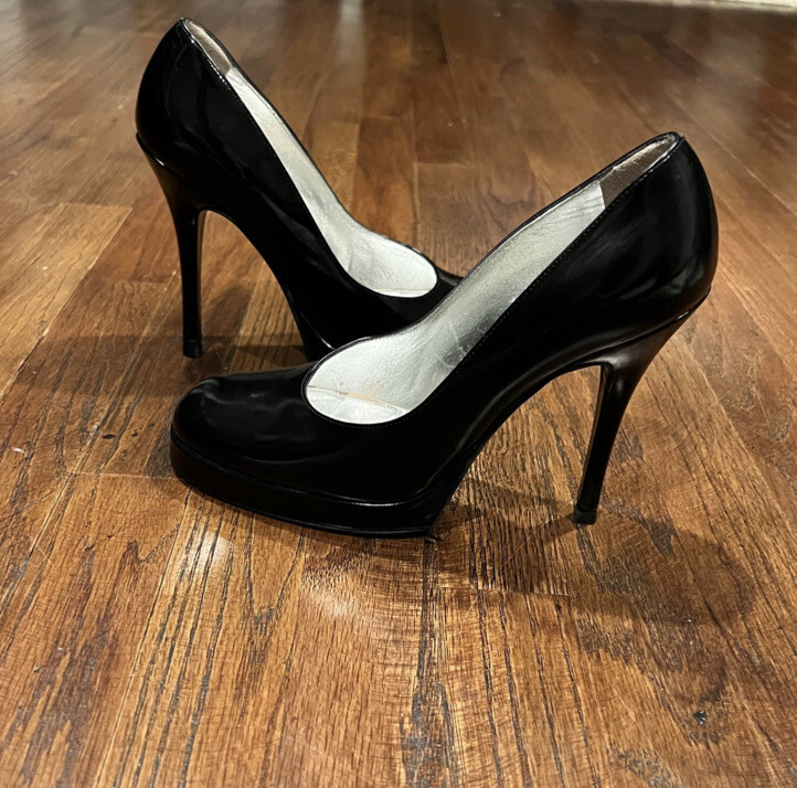 Dolce Gabbana Black Leather Platform Round Toe Pumps
