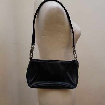 Wilson's Leather Pelle Studios Black Minimalist Small Shoulder Handbag/Purse