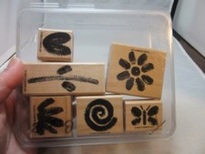 6x Stampin' Up rubber stamps. Spring, Flowers, Butterfly