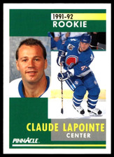 1991-92 Pinnacle #313 Claude Lapointe Rookie Card Quebec Nordiques /RC. rookie card picture