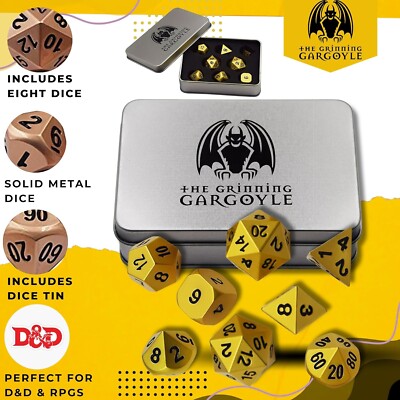 Gold Metall Poly 8 Würfel RPG Set Pathfinder 5e Dungeons & Dragons D&D DND RPG D20