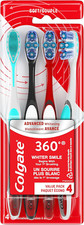 360 Advanced Optic White Whitening Toothbrush with Tongue Cleaner, Soft, 4 Count
