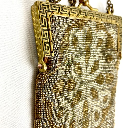 Rare French Antique Art Deco Women's Gold & Silver Micro Beaded Purse Beads - Picture 5 of 12