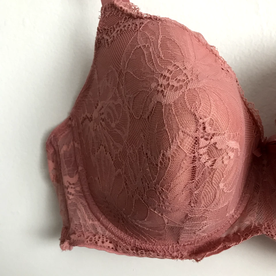 Бюстгальтер Delta Burke 42D розовый полное покрытие провод поддержка подушечка пуш-ап три ряда крюк - Изображение 3 из 4