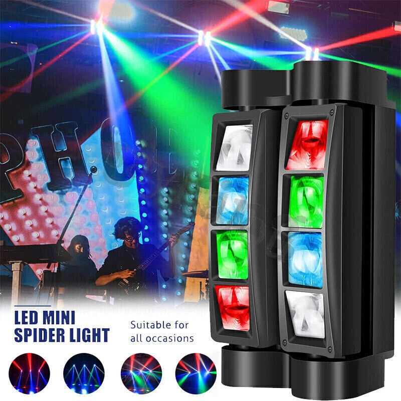 8LED RGBW Spider Beam Moving Head Stage Lighting DMX DJ Party Disco Lights - Image 3 of 4