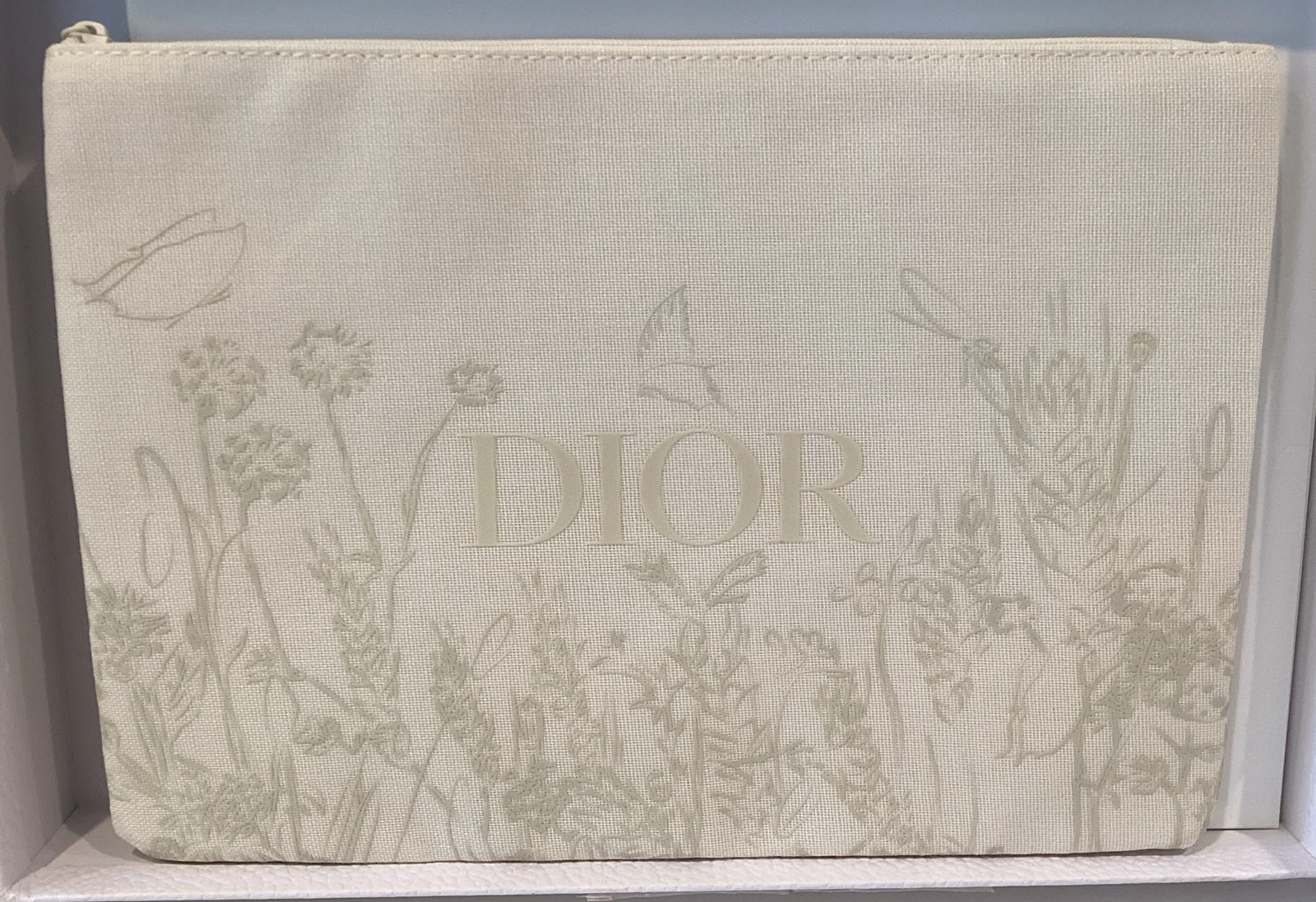 Sac à main crème Christian Dior pochette sergé pochette cosmétiques pochette florale zippée neuf
