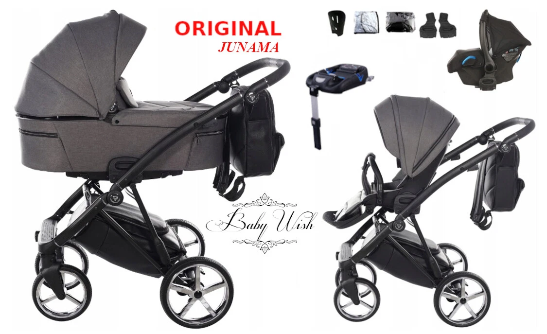 JUNAMA AIR V2 BABY PRAM 2in1 3in1 CARRYCOT + PUSHCHAIR + CAR SEAT + ISOFIX