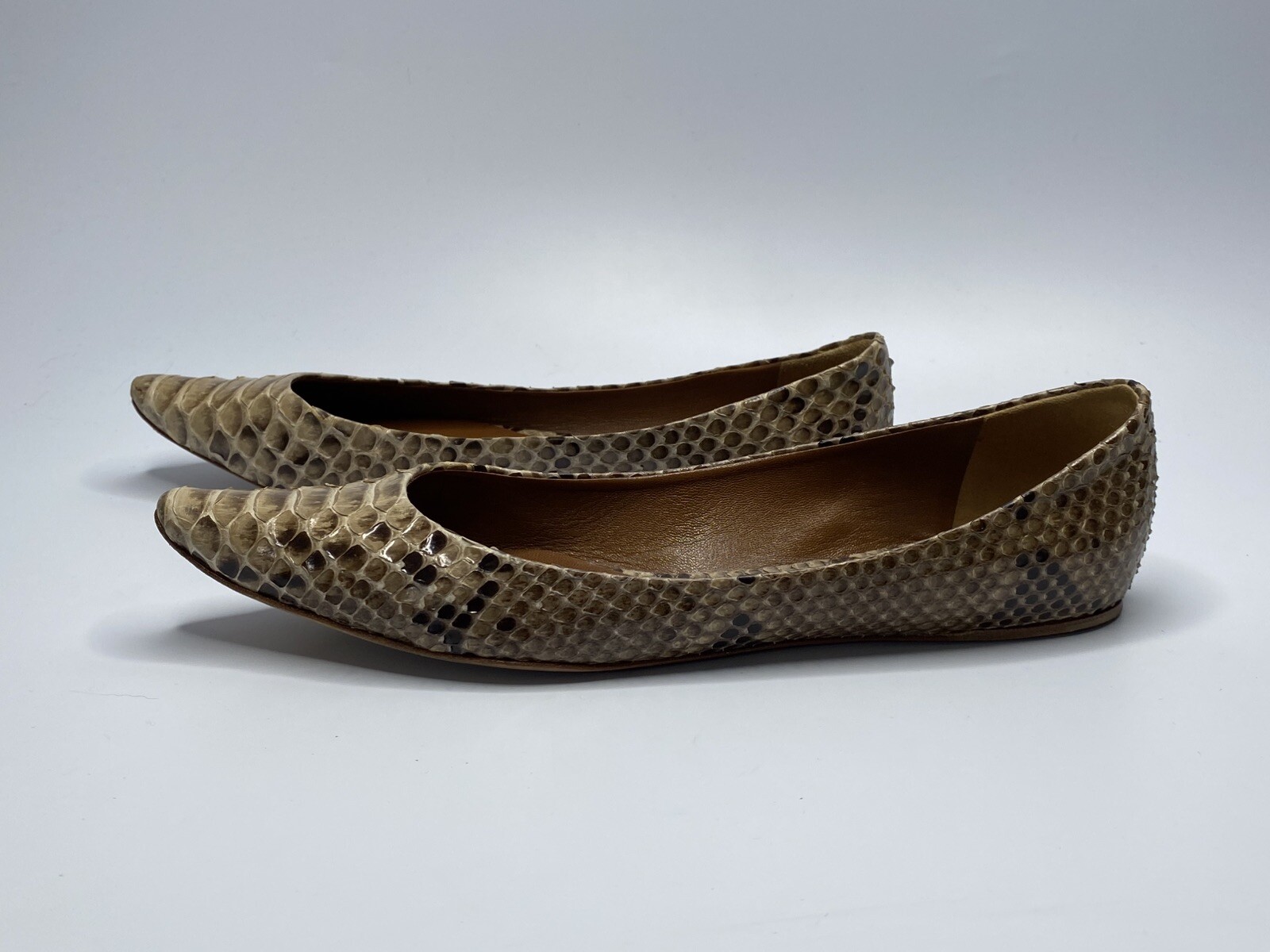 Chloe Marcie Python Beige Brown Ballet Pointed Fl… - image 3