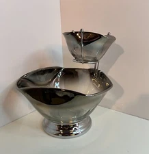 Vitreon Queens Listerware Vintage Silver Ombre Chip and Dip Set 3pcs