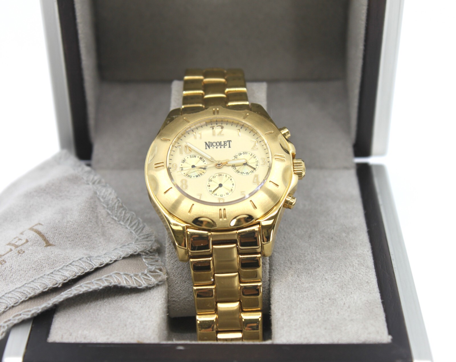 Nicolet Wrist Watch Stainless Steel Gold Tone Automatic 1886 NT322025 Men's image 4