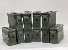 30 Cal Metal Ammo Can – Military Steel Box Ammo Storage - Used - 10 Pack