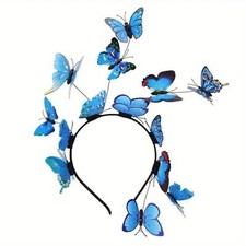 Blue Butterfly Decorative Head Band Non Slip Hair Hoop Stylish Hair Accessories