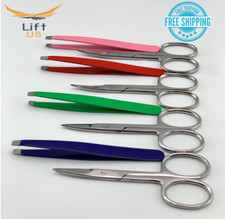 2pcs Eyebrow Scissor and Tweezers Set Eyelashes Facial Hair Cuticle Nail Scissor