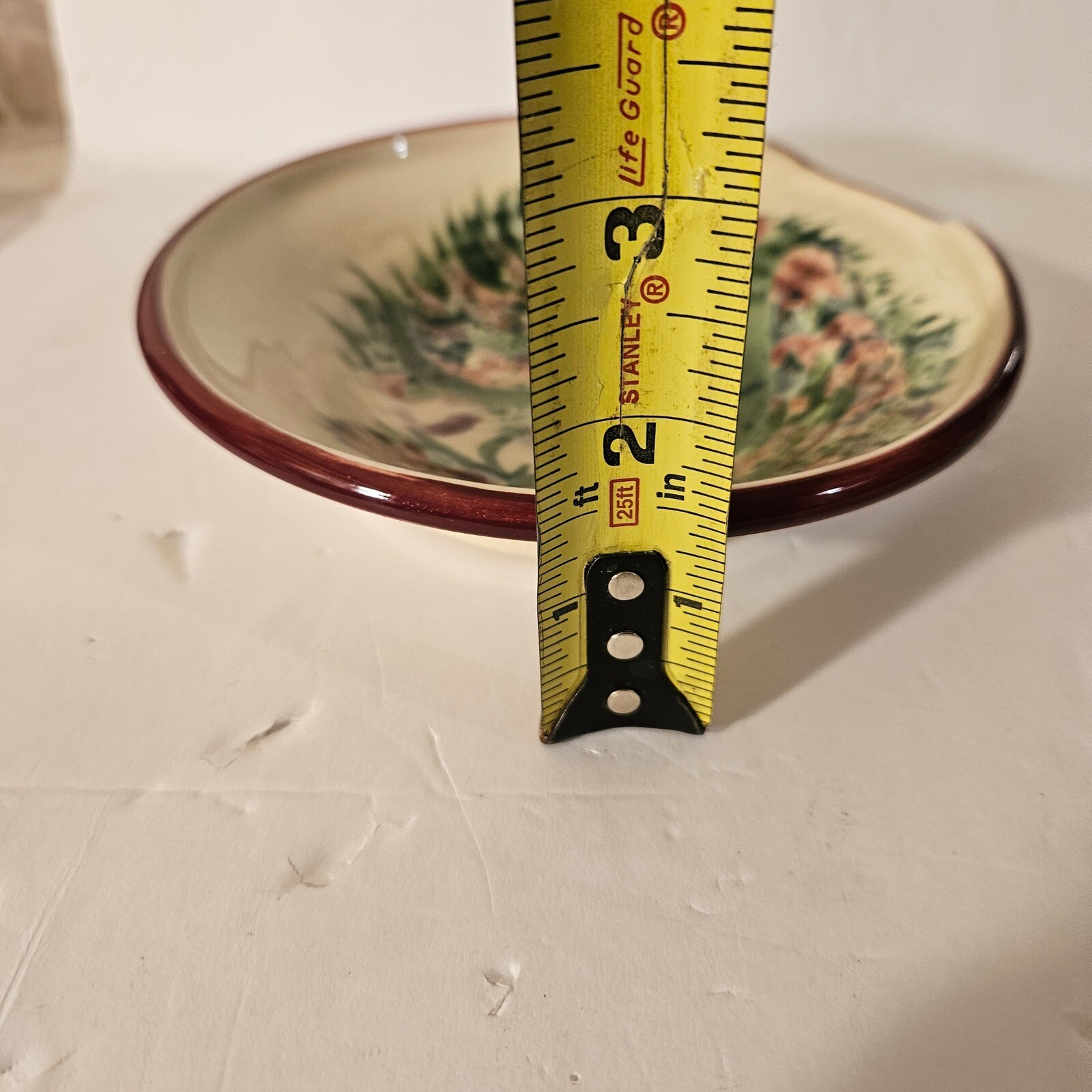 Handpainted Signed Pottery Floral Spoon Rest Sponge Holder Kitchen