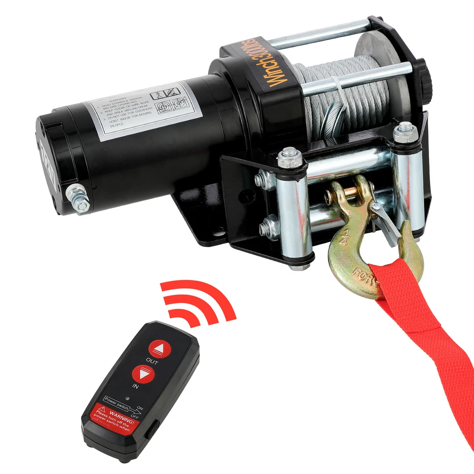 Elektrische Seilwinde 12V, 1369 Kg Motorwinde Seilzug, mit Funkfernbedienung - Bild 2 von 4