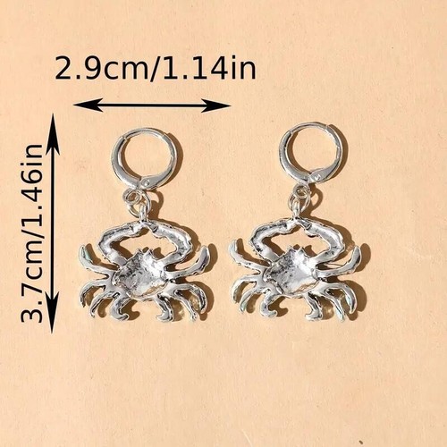 Unique Enamel Crab Blue Dangle Earrings Silver Plated Jewelry Women Fashion Gift - Picture 6 of 6