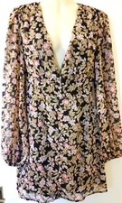 Women's Nasty Gal Black Nothin' Bud Love Floral Button Front Mini Dress 6 UK