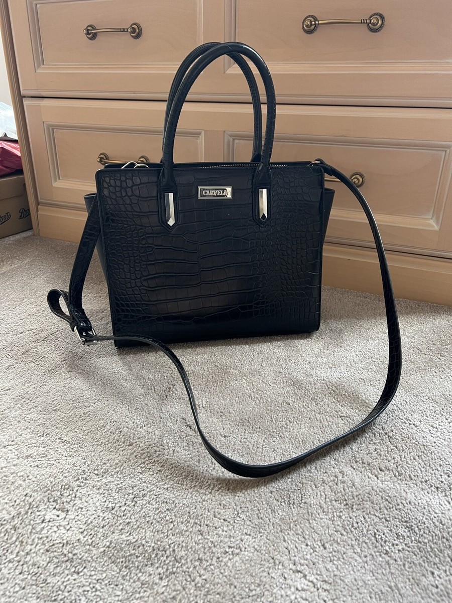 CARVELA BLACK PATENT CROC HANDBAG UK