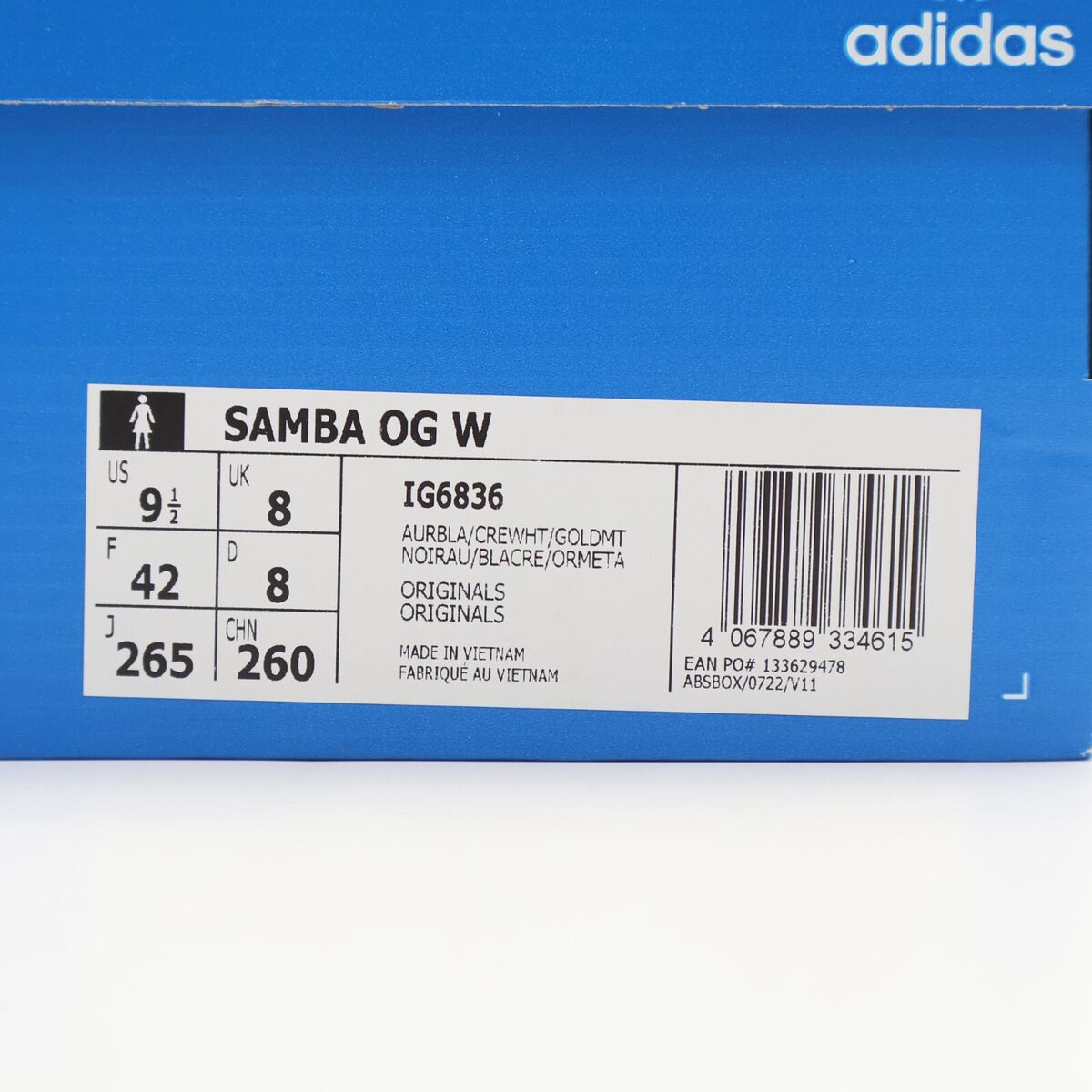 IG6836 adidas Originals Samba OG Aura Black Cream White Gold IG6836 adidas Originals Samba OG Aura Black Cream White Gold