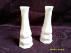 2 vintage 6" blown milk glass bud vases
