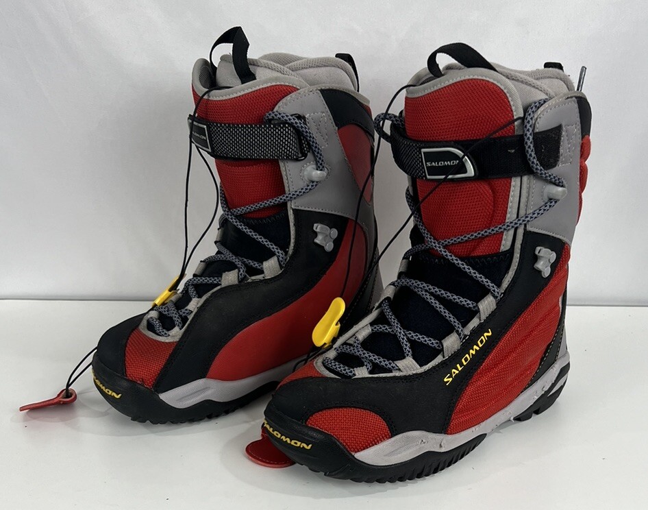 Stivali da snowboard da donna Salomon Ivy taglia 6 rossi grigi neri adatti all'auto