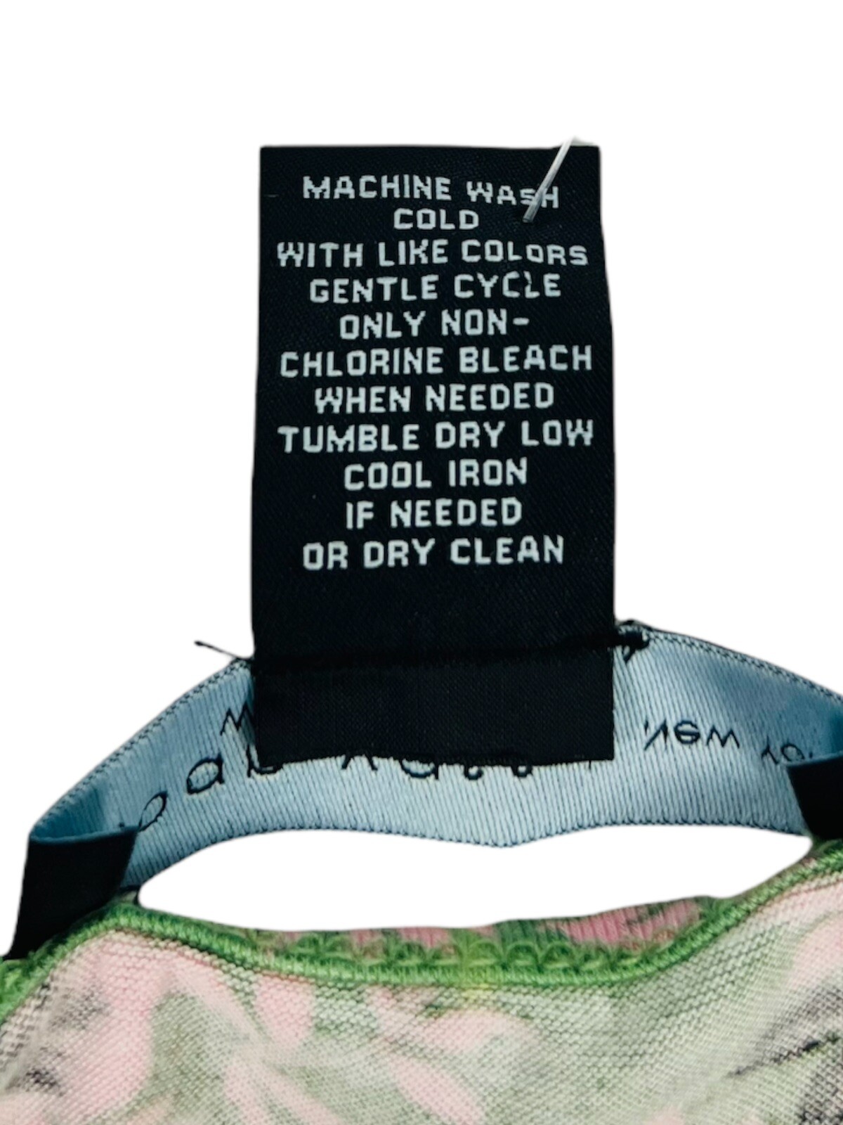 Joan Vass Womens Top Green Floral Pink 3/4 Sleeve Rayon Stretch Flare NWT $48