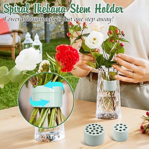 Set of 2 Spiral Ikebana Stem Holder Vase - Bouquet Twister Flower Arrangement - Picture 3 of 7
