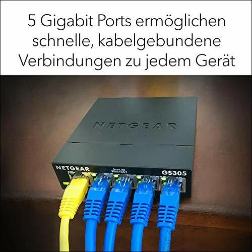 NETGEAR GS305 Switch 5 Port Gigabit Ethernet LAN Switch Metallgehäuse - Bild 4 von 6