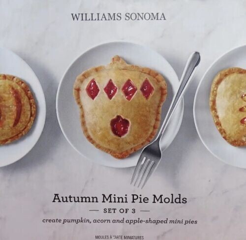 NEW Williams Sonoma Autumn Fall Mini Pocket Pie Molds Apple, Acorn, Pumpkin NIB - Imagen 4 de 7