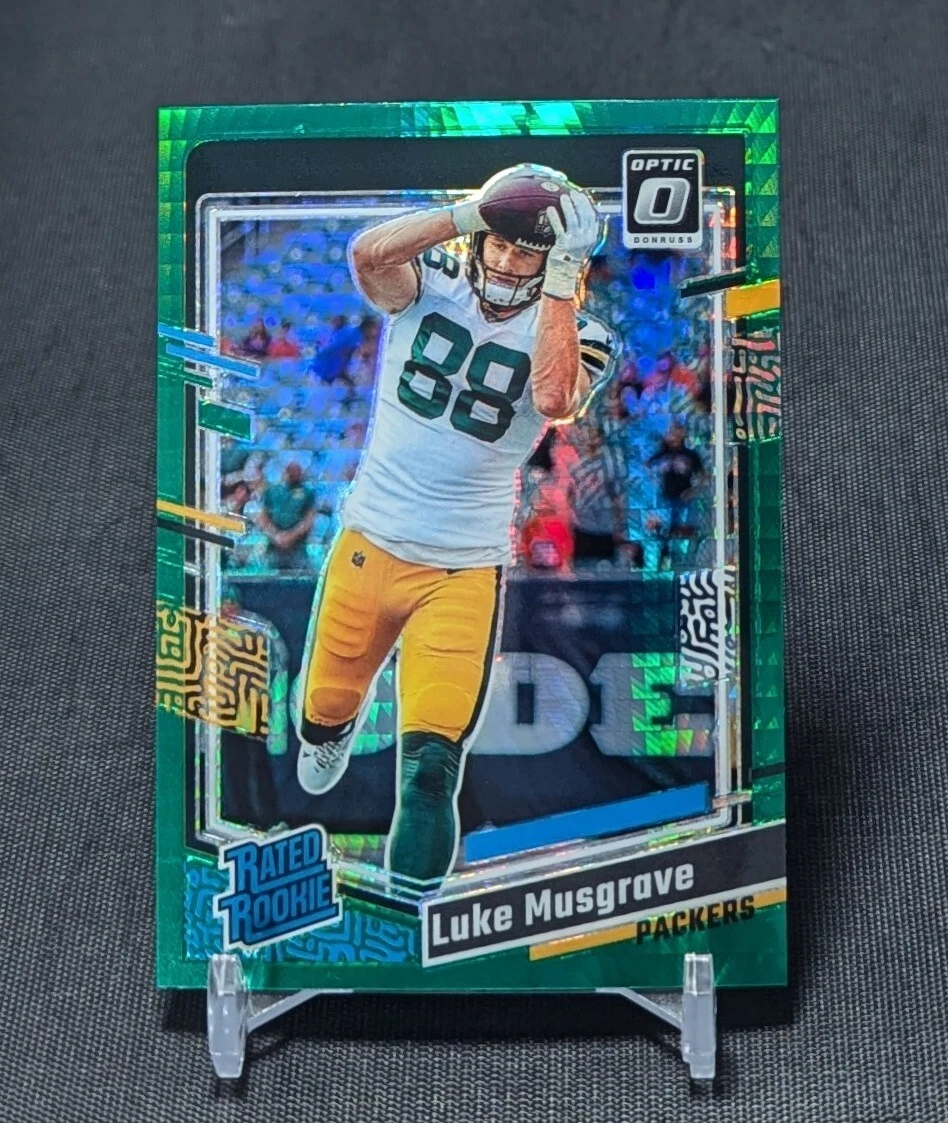 Luke Musgrave Green Hyper Holo Prizm Rated Rookie RC 2023 Optic Card 241 Packers