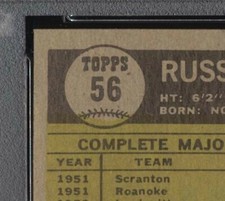 ERROR CARD 1961 Topps Kemmerer #56 BOTTOM OF BASEBALL IS GREEN PSA 8