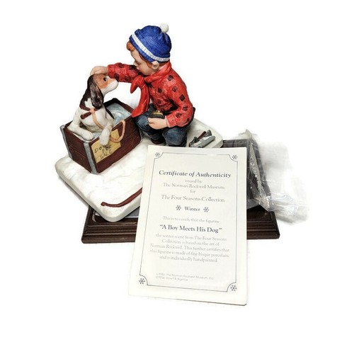 Norman Rockwell "Boy Meets His Dog" Four Seasons Collection Figurka Certyfikat - Zdjęcie 1 z 13