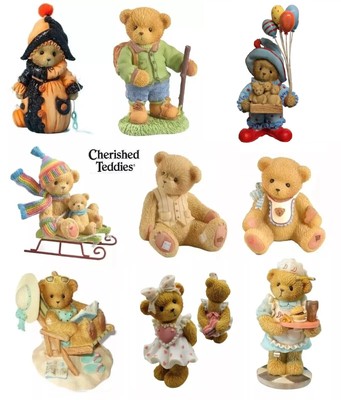 CHERISHED TEDDIES by ENESCO, HAND PAINTED, STONE RESIN, TEDDY BEAR FIGURINES