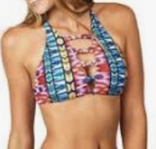 NWT Raisins Newport High Neck Bra Bikini Swim Top Medium Jrs Around the World  M