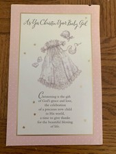 Baby Girl "As You Christen Your Baby Girl" Christening Greeting Card W Envelope