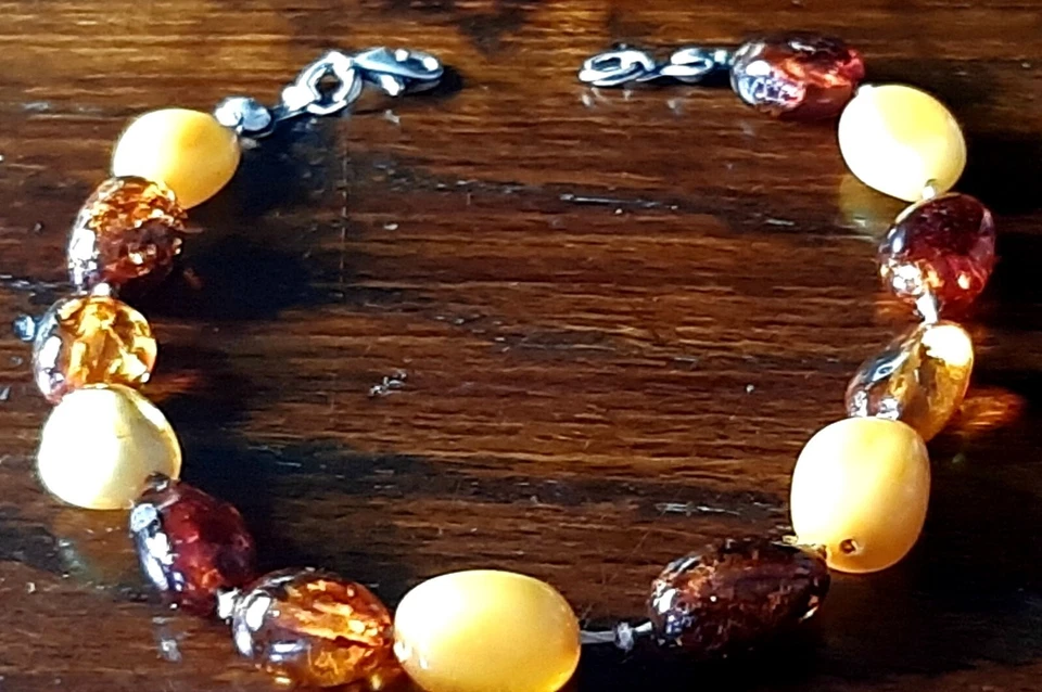 -Bracciale-ambra - Argento Vintage - Immagine 2 di 4