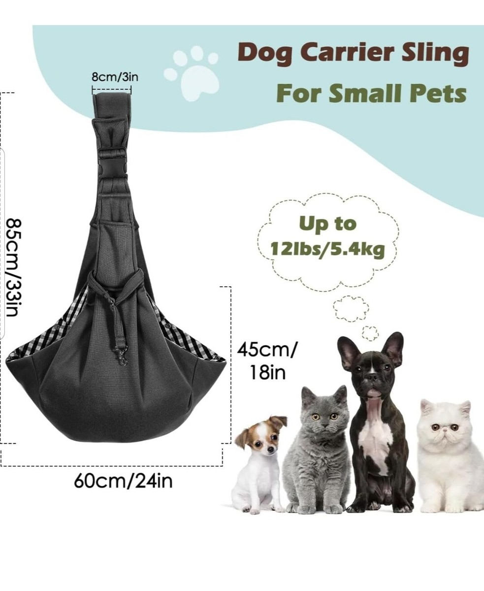 Dog Carrier Sling, Hand Free Dog Papoose Carriers with Adjustable